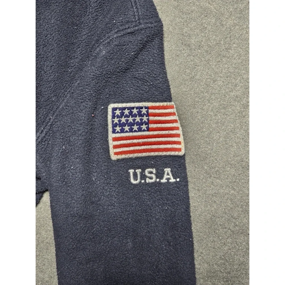 Polo Ralph Lauren 1/4 Fleece Pullover Youth Size 3T Pockets USA Flag Logo‎ Blue